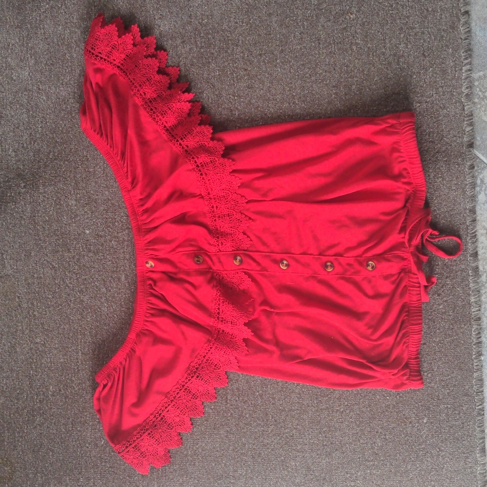 No Boundaries Off the Shoulder Red Blouse